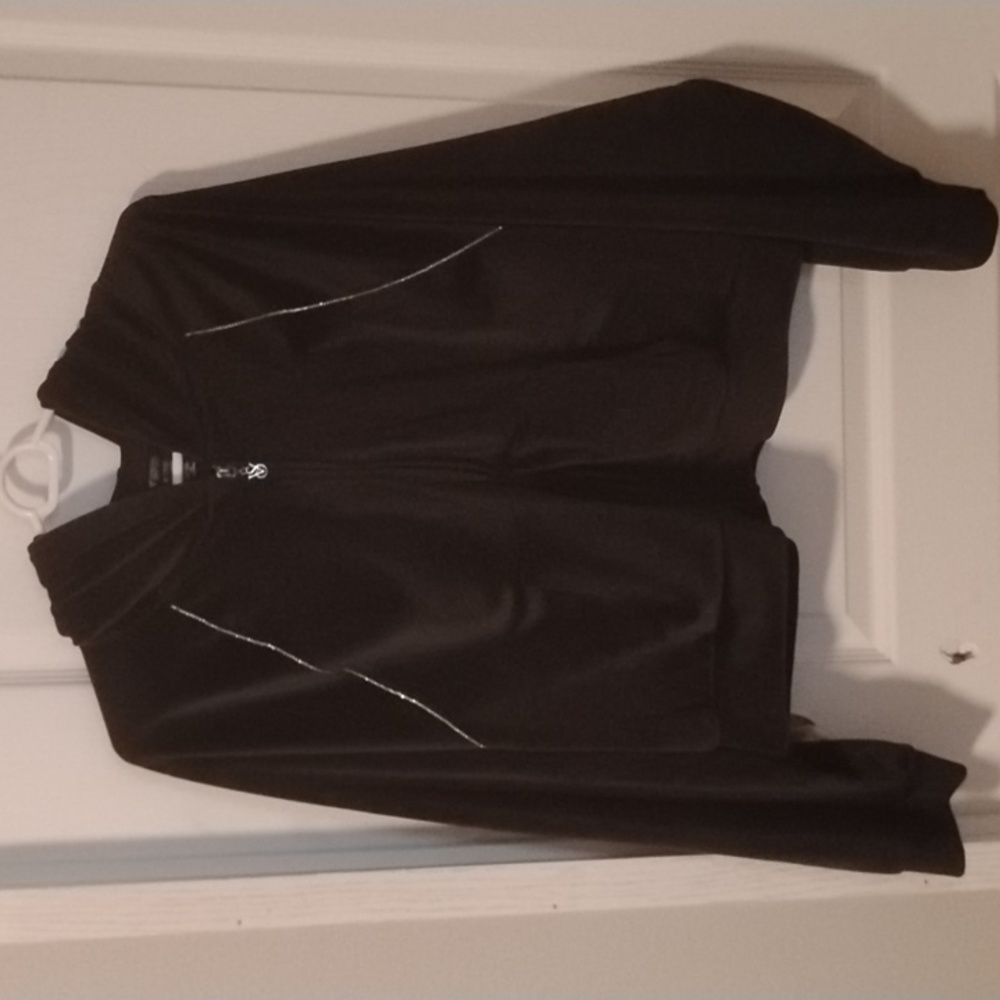 Victoria's Secret Black Velour Full-Zip Crop Jacket w Rhinestone Accents Size L